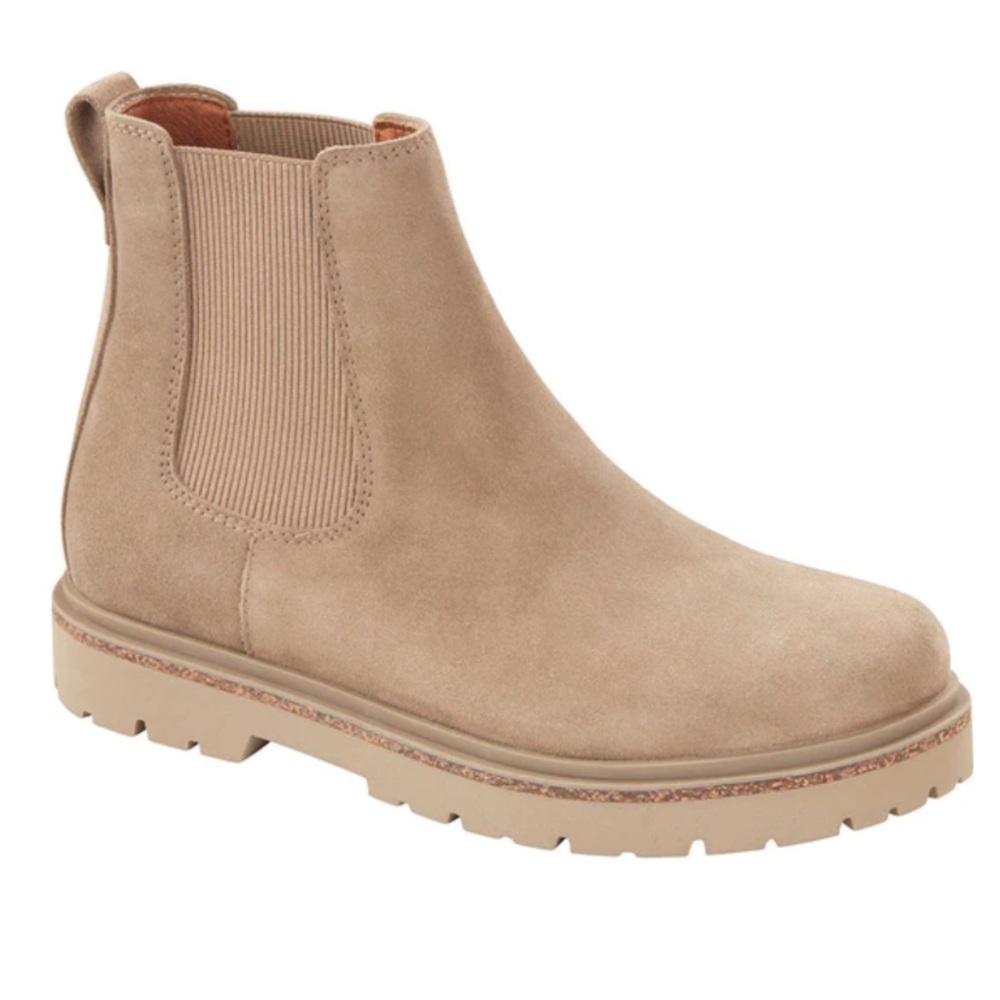 Birkenstock Women's Suede Chelsea Ankle Boots in Taupe